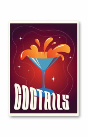Cocktail party poster with inscription. Margarita. Vector image.