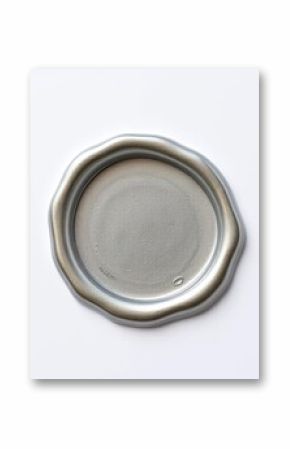Undisturbed, gleaming silver wax seal, blank surface ready for impression, stationery, shiny
