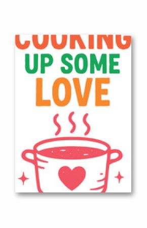 Pot with heart and steam flat vector bright colors