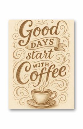 Inspirational coffee-themed typography art.
