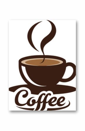 Hot Coffee Cup Illustration with Lettering and Steam Design
