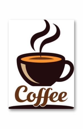 Coffee Cup Logo with Steam and Coffee Lettering Design