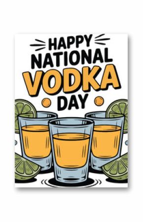 Happy National Vodka Day Celebration with Shots and Lime Slices