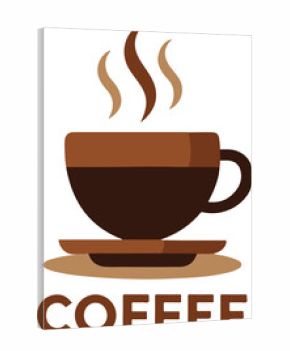 Aromatic Coffee Cup Illustration Featuring Swirling Steam and Bold Lettering on a White Backdrop