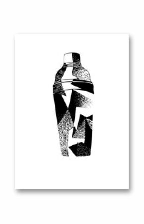 Vector Abstract cocktail shaker with typographic elements.