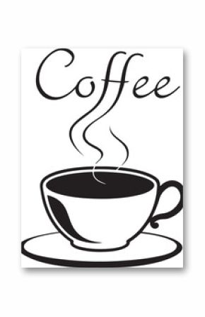Elegant Coffee Cup with Steam and Stylish Lettering for Coffee Shop