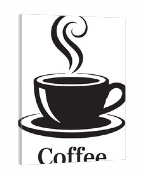 Silhouette of a Steaming Coffee Cup with Saucer and the Word Coffee on Transparent Vector