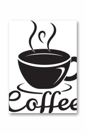 Stylish Coffee Cup Image with Steam Over the Coffee Inscription