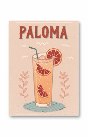 Vintage Illustration of Paloma Cocktail 