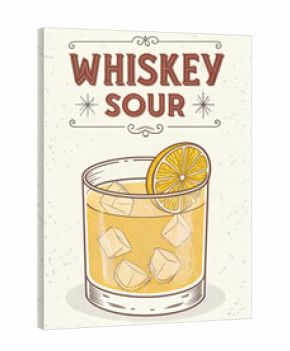 Vintage Illustration of Whiskey Sour Cocktail 
