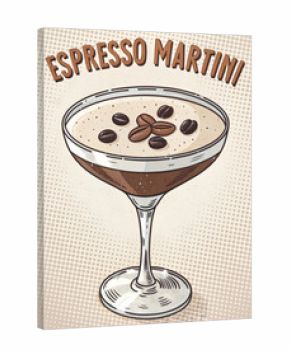 Vintage Illustration of Espresso Martini Cocktail 