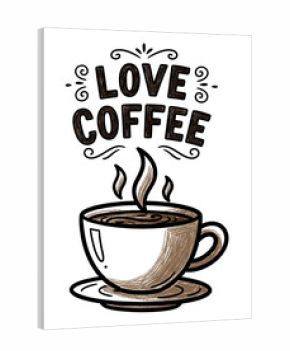 Hand-Drawn 'Love Coffee' Illustration