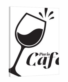 Black wine glass with splashing liquid and Paris Cafe text vector