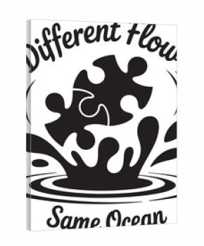 Religious Symbol Black puzzle pieces splashing into water with text jigsaw