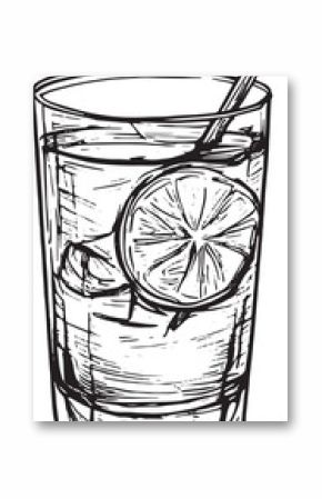 cocktail tropical drink vector illustration hand drawn
