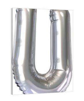 Isolated Transparent Silver U Balloon Metallic Shine Celebration Design