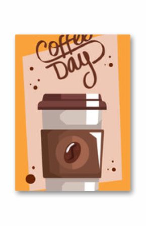 coffee day lettering with take away pot