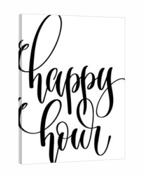happy hour - hand drawn lettering inscription text coffee quotes design