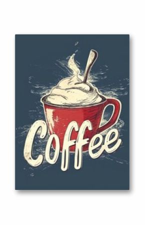 Red coffee cup with lettering