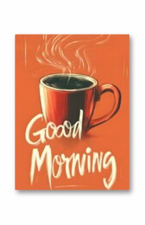 A Steaming Cup of Coffee with "Good Morning" Written in White