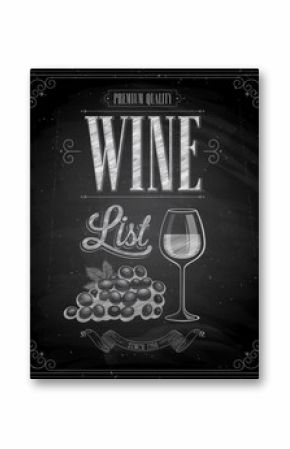 Vintage Wine List Poster - Chalkboard.