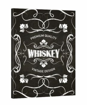 drawn in chalk design whiskey label vintage style