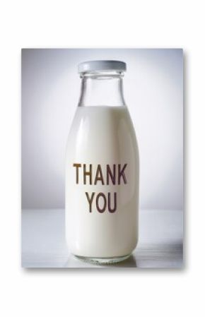 Milk bottle with thank you written on it