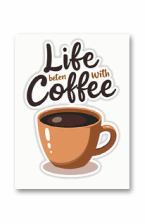 Get Your Coffee Fix: A Vector Sticker & T-Shirt Design with a Clean Aesthetic – Perfect for Coffee Shops and Enthusiasts 