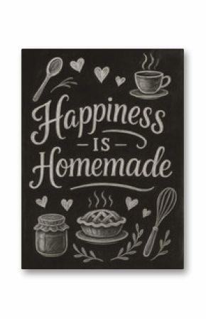 Homemade Happiness Chalkboard Typography with Kitchen Elements