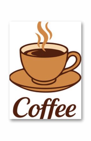 Aromatic Coffee Cup Illustration with Coffee Lettering Below the Image