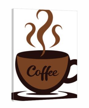 Stylized Coffee Cup Design with Steam and Coffee Lettering