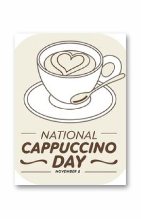 National Cappuccino Day with heart latte art and spoon coffee drink