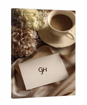Elegant card, flowers, coffee