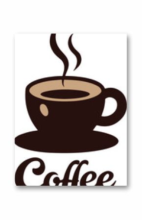 Aromatic Coffee Cup Illustration with Steaming Brew and Handwritten Text
