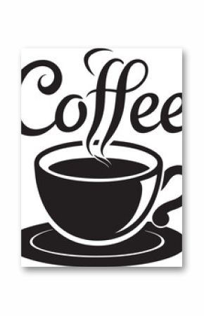 Delicious Coffee Cup with Steam and Coffee Lettering Design