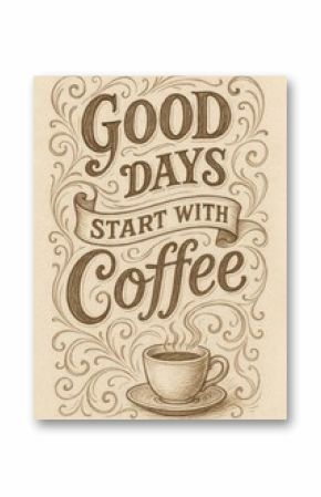 Vintage coffee typography illustration.