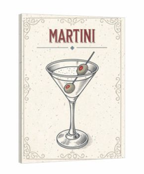 Vintage Illustration of Martini Cocktail 