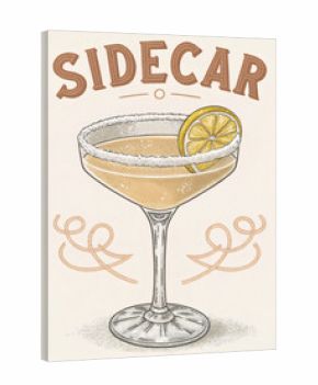 Vintage Illustration of Sidecar Cocktail 