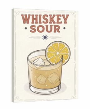 Vintage Illustration of Whiskey Sour Cocktail 