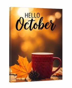 October Text with Autumn Leaves Background