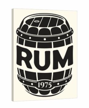 Vector banner or label for a bottle of rum on an old paper background. With a barrel, frame and inscriptions. Logo in vintage style. Coaster. AI is not used.