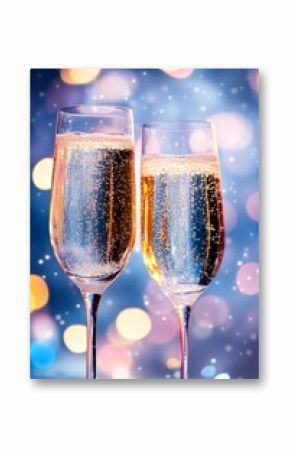 Glasses of champagne on a festive table 