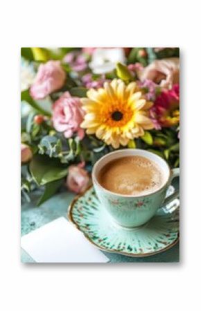 coffee flowers and the inscription mom you are the best. Selective focus