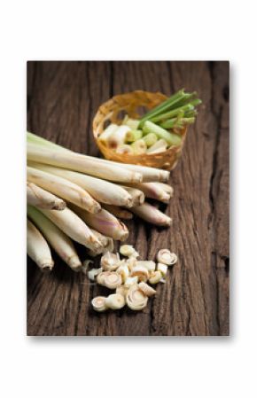 lemon grass on wooden