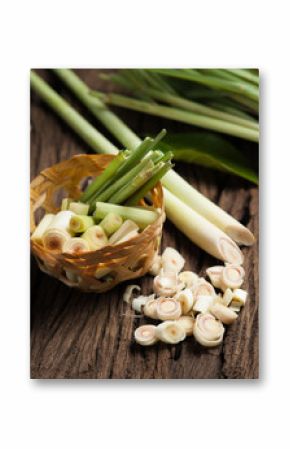 lemon grass on wooden
