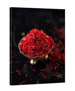 saffron space threads in vintage silver bowl