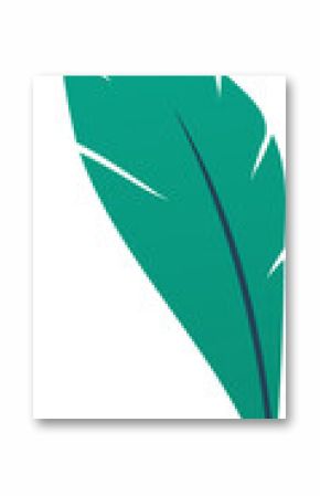Teal flat design leaf is floating on transparent background, showing gradient hues and angular cuts