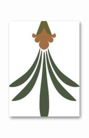 Foliage flourish is fanning on transparent background with flat vector olive leaves and brown motif