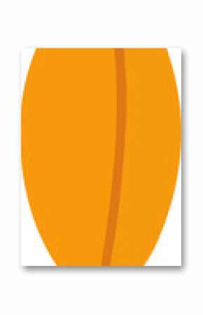 Flat design orange leaf is floating on transparent background showing midrib vein and brownish stem