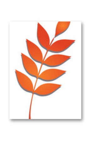 Vector-style orange leaf branch is floating on transparent background with gradient, copy space
